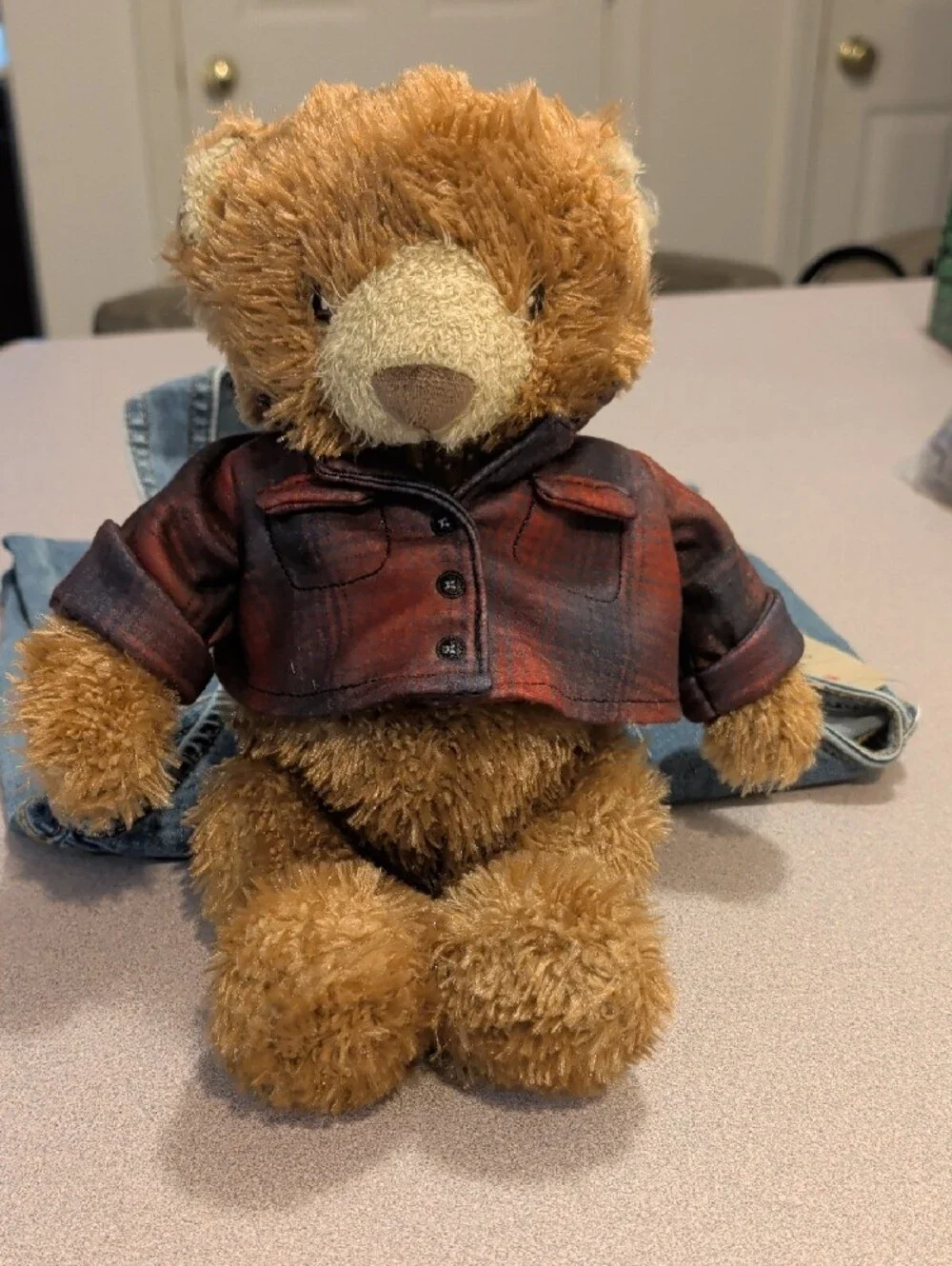 Levis Kids Denim Overalls with Bear Patch & Pendleton Centennial Stuffed Bear